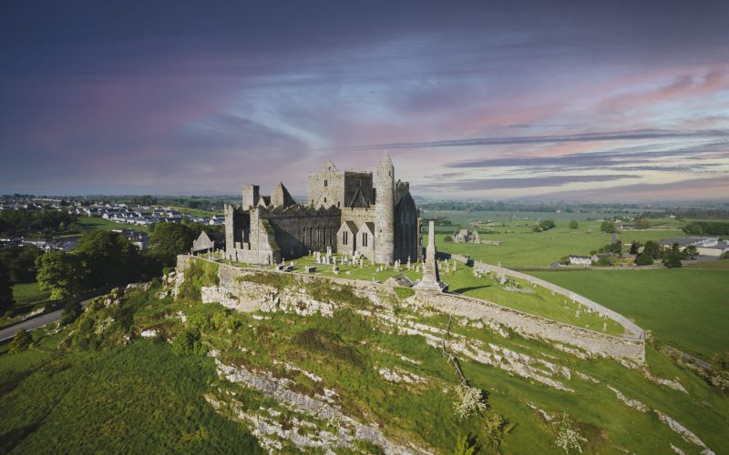 Aerial view of the Rock of Cashel, also known as Cashel of the Kings and St. Patrick's Rock, is a historic site located at Cashel, County Tipperary, Ireland